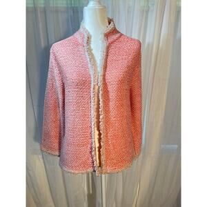 Open Front Sweater‎ Size Large Peach and Cream